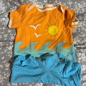 Orange and Blue Beach Themed Baby Onesie
